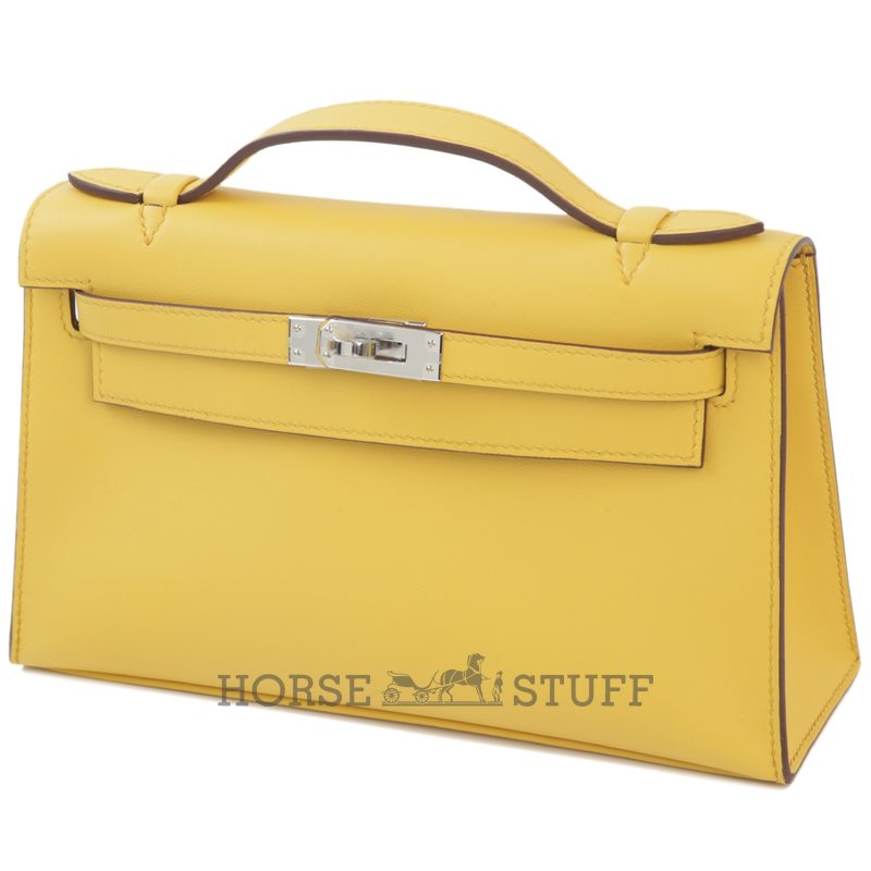 HERMÈS KELLY POCHETTE CLUTCH Sun Swift PHW