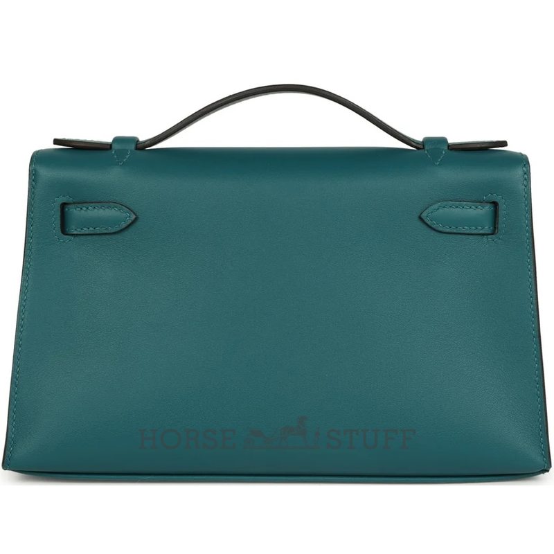 HERMÈS KELLY POCHETTE CLUTCH Vert Bosphore Swift PHW