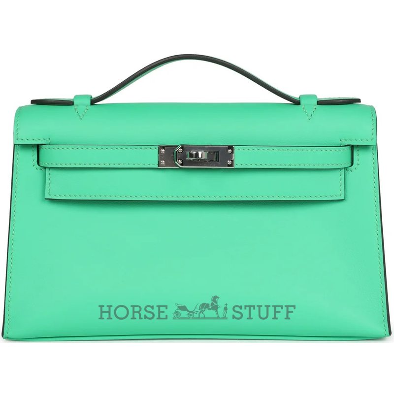 HERMÈS KELLY POCHETTE CLUTCH Vert Comics Swift PHW