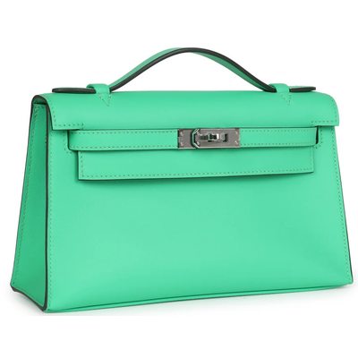 HERMÈS KELLY POCHETTE CLUTCH Vert Comics Swift PHW