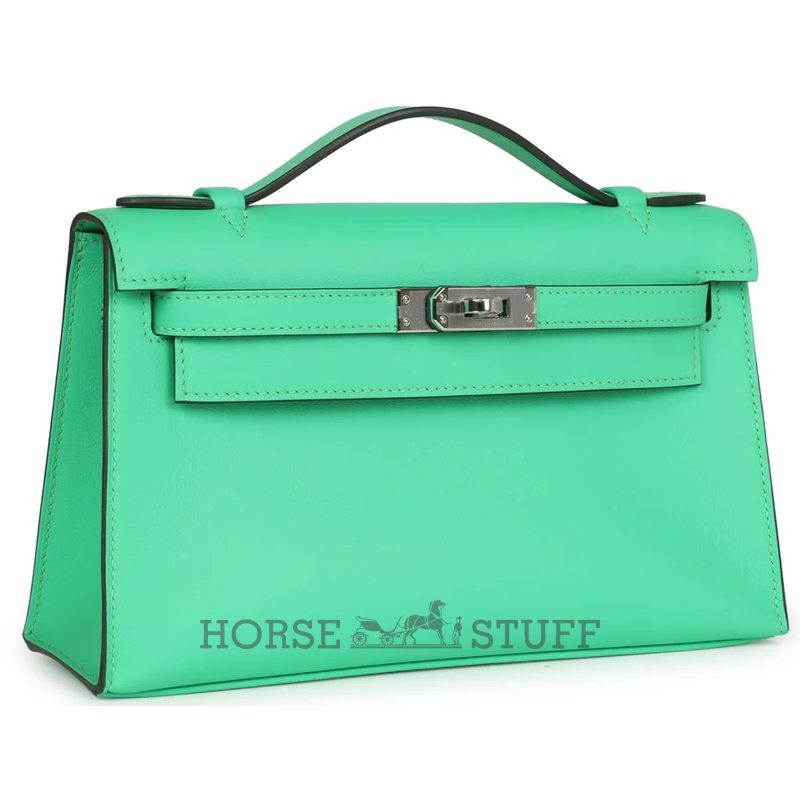 HERMÈS KELLY POCHETTE CLUTCH Vert Comics Swift PHW