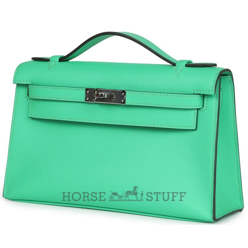 HERMÈS KELLY POCHETTE CLUTCH Vert Comics Swift PHW