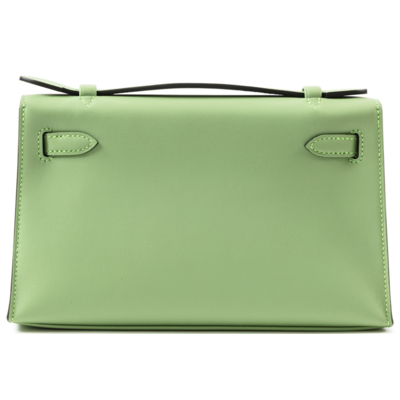 Hermès Kelly Pochette Clutch Vert Criquet Swift GHW