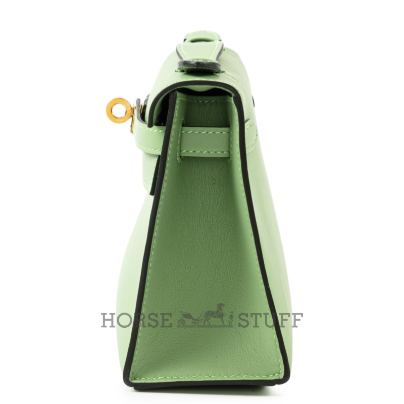 Hermès Kelly Pochette Clutch Vert Criquet Swift GHW