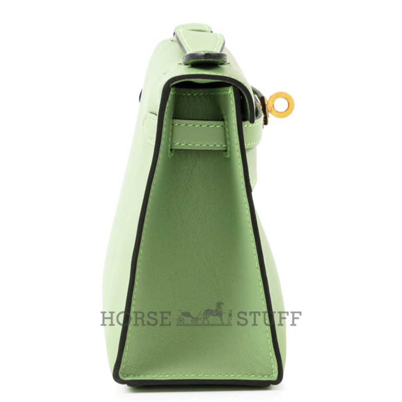 Hermès Kelly Pochette Clutch Vert Criquet Swift GHW