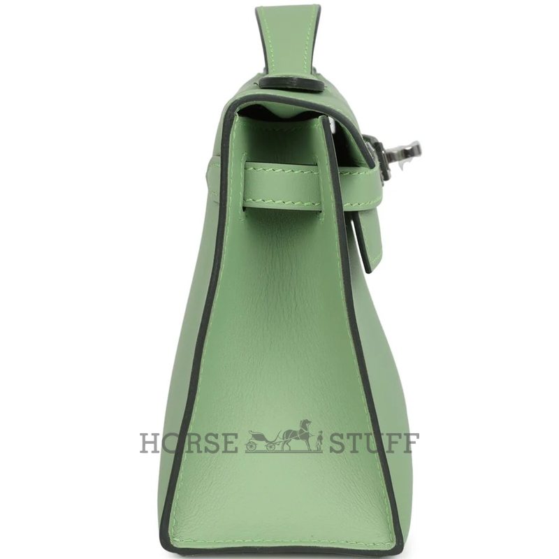 HERMÈS KELLY POCHETTE CLUTCH Vert Criquet Swift PHW