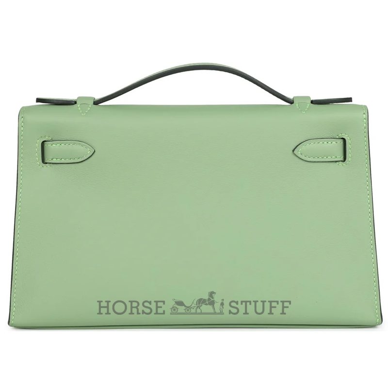 HERMÈS KELLY POCHETTE CLUTCH Vert Criquet Swift PHW