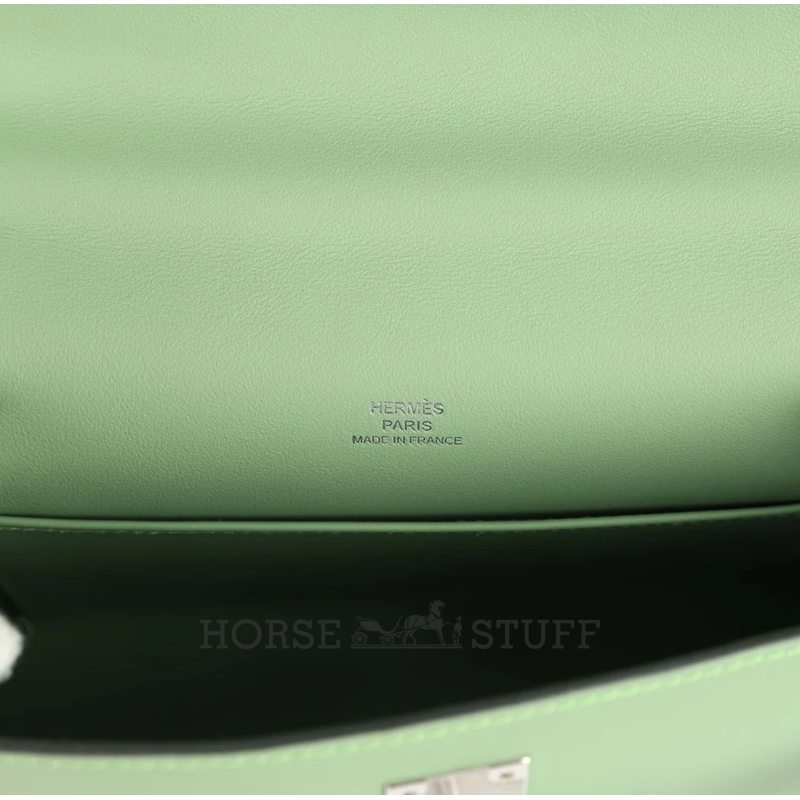 HERMÈS KELLY POCHETTE CLUTCH Vert Criquet Swift PHW