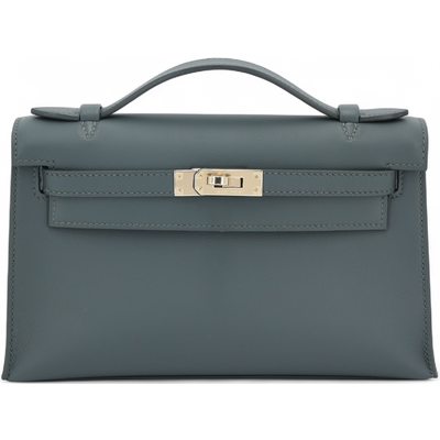 HERMÈS KELLY POCHETTE CLUTCH Vert Mangrove Swift Permabrass