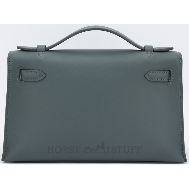 HERMÈS KELLY POCHETTE CLUTCH Vert Mangrove Swift Permabrass
