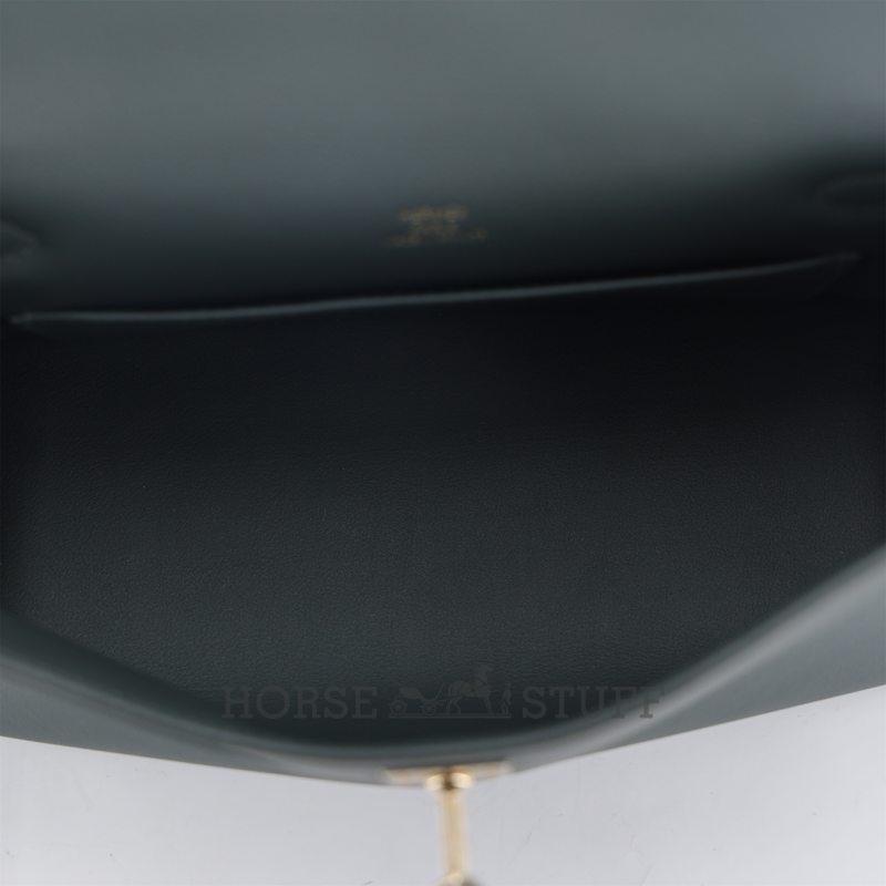HERMÈS KELLY POCHETTE CLUTCH Vert Mangrove Swift Permabrass