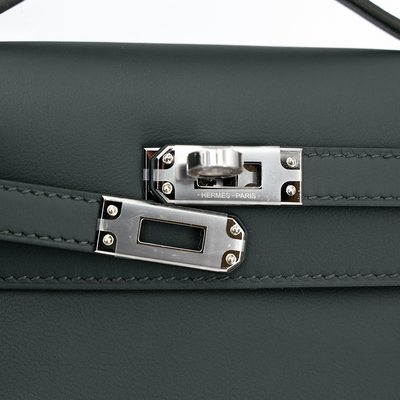 HERMÈS KELLY POCHETTE CLUTCH Vert Mangrove Swift PHW