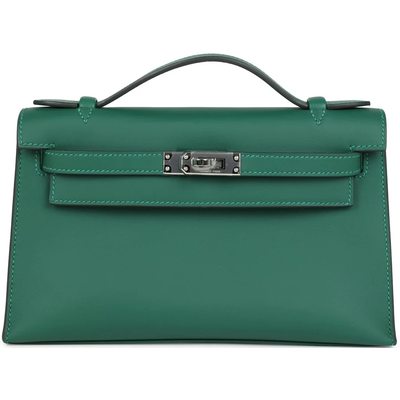 HERMÈS KELLY POCHETTE CLUTCH Vert Moyen Swift PHW