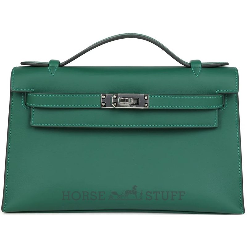 HERMÈS KELLY POCHETTE CLUTCH Vert Moyen Swift PHW