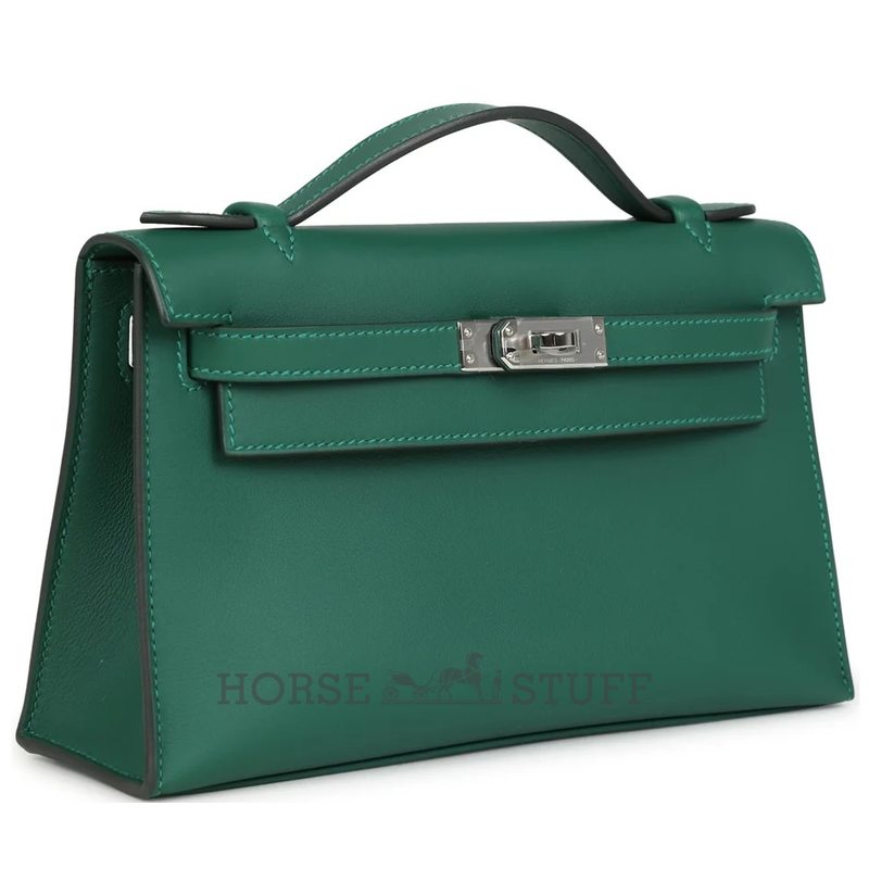 HERMÈS KELLY POCHETTE CLUTCH Vert Moyen Swift PHW