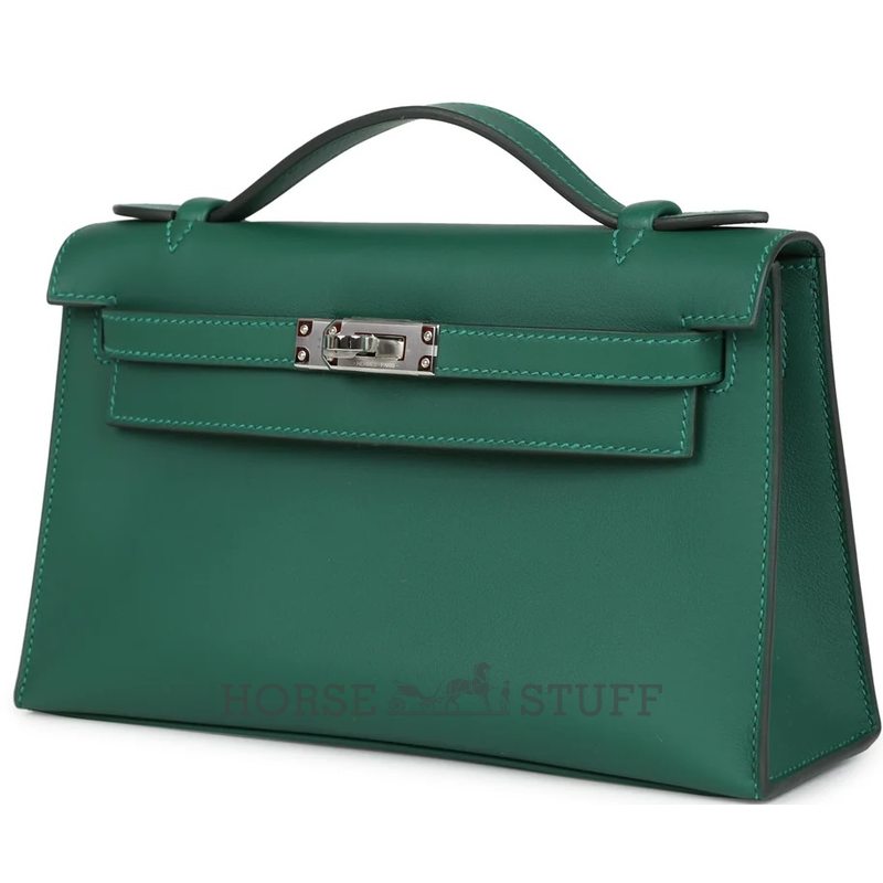HERMÈS KELLY POCHETTE CLUTCH Vert Moyen Swift PHW
