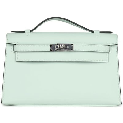 HERMÈS KELLY POCHETTE CLUTCH Vert Peppermint Swift PHW