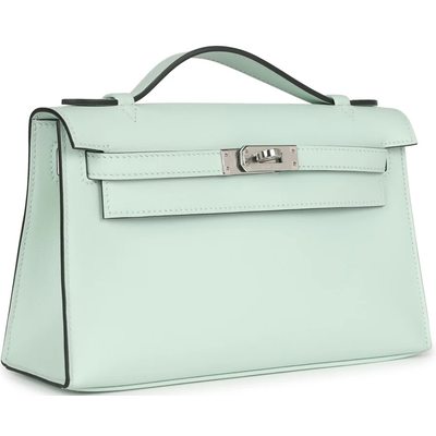HERMÈS KELLY POCHETTE CLUTCH Vert Peppermint Swift PHW