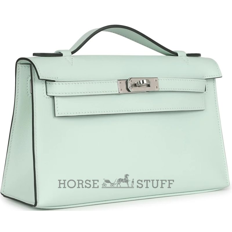 HERMÈS KELLY POCHETTE CLUTCH Vert Peppermint Swift PHW