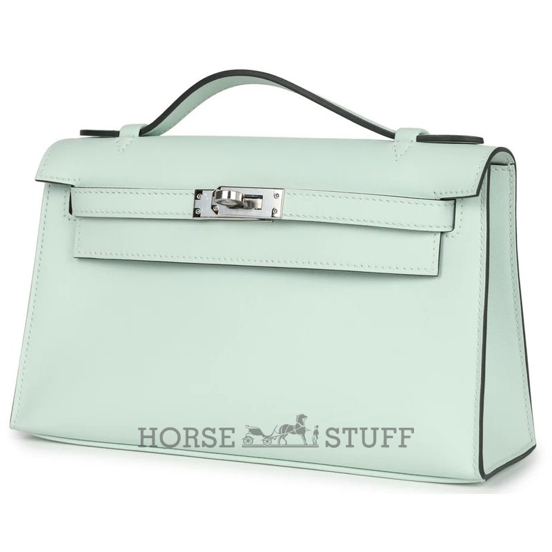 HERMÈS KELLY POCHETTE CLUTCH Vert Peppermint Swift PHW