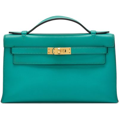 Hermès Kelly Pochette Clutch Vert Verone Swift GHW