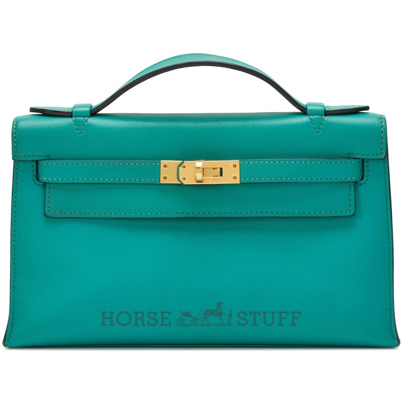 Hermès Kelly Pochette Clutch Vert Verone Swift GHW