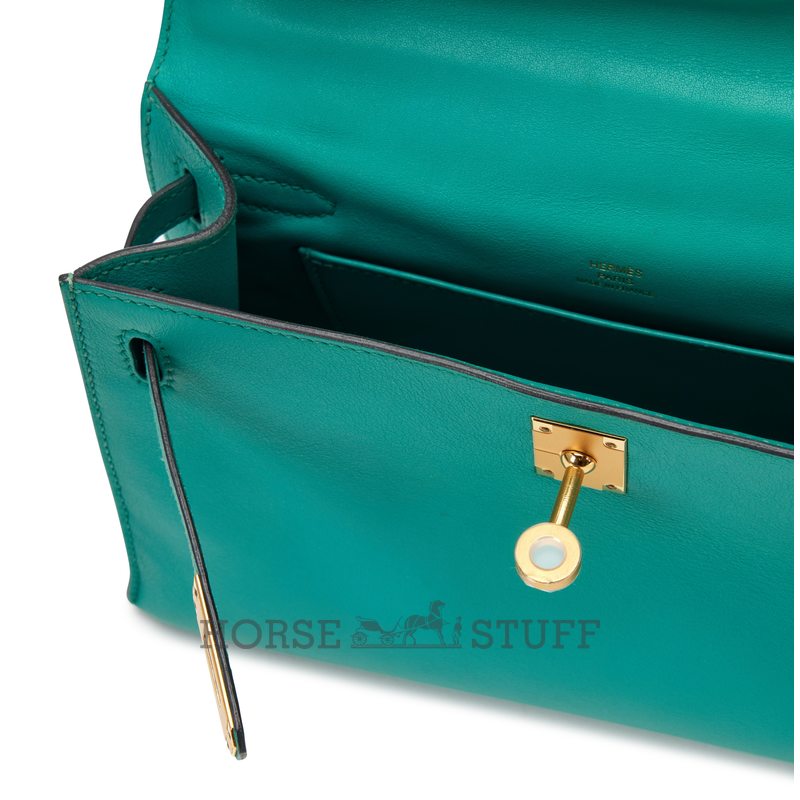 Hermès Kelly Pochette Clutch Vert Verone Swift GHW