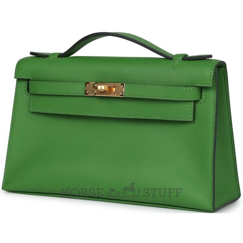 HERMÈS KELLY POCHETTE CLUTCH Vert Yucca Swift GHW