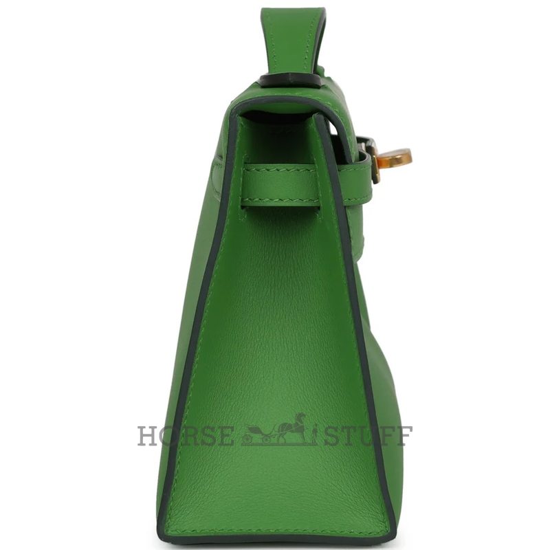 HERMÈS KELLY POCHETTE CLUTCH Vert Yucca Swift GHW