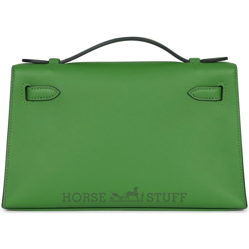 HERMÈS KELLY POCHETTE CLUTCH Vert Yucca Swift GHW