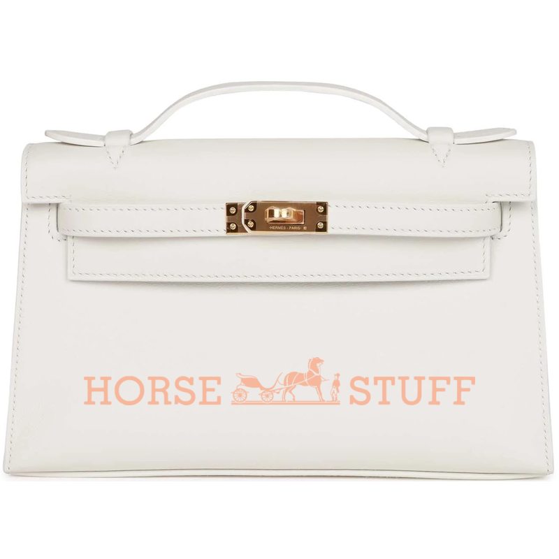 Hermès Kelly Pochette White Swift GHW