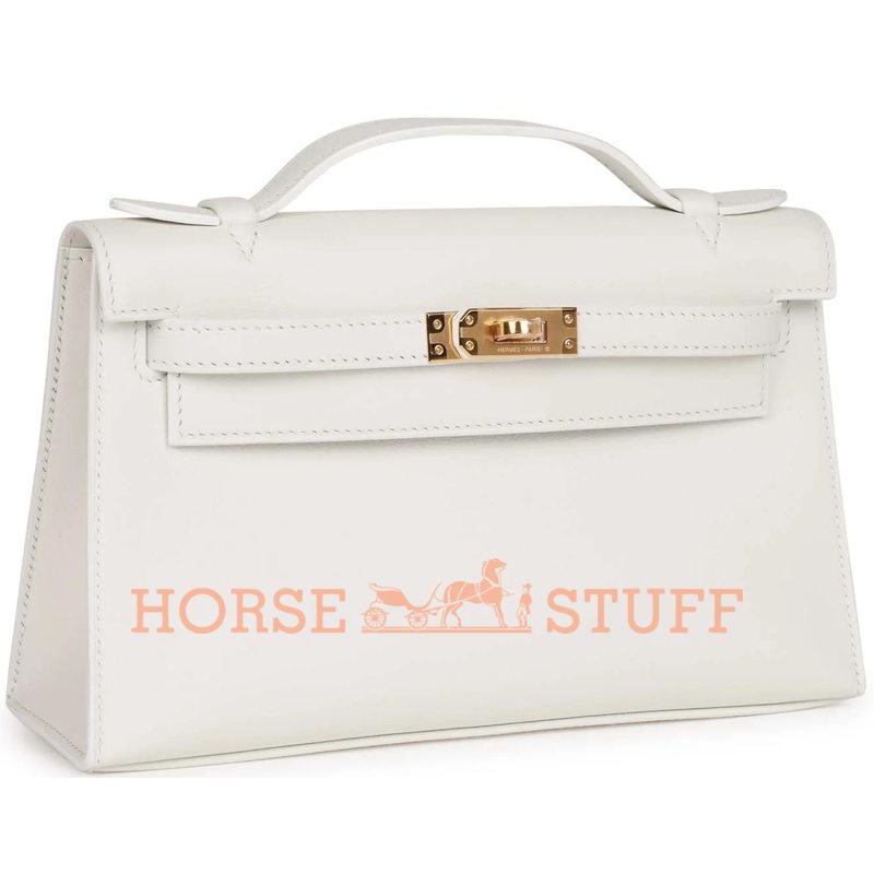 Hermès Kelly Pochette White Swift GHW