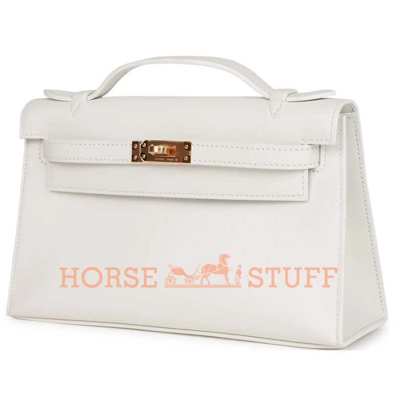 Hermès Kelly Pochette White Swift GHW