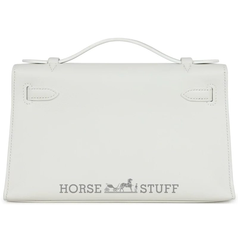 HERMÈS KELLY POCHETTE CLUTCH White Swift PHW