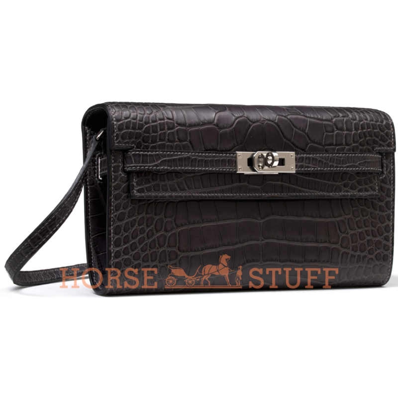 Hermès Kelly To Go Wallet Graphite Matte Crocodile Alligator PHW