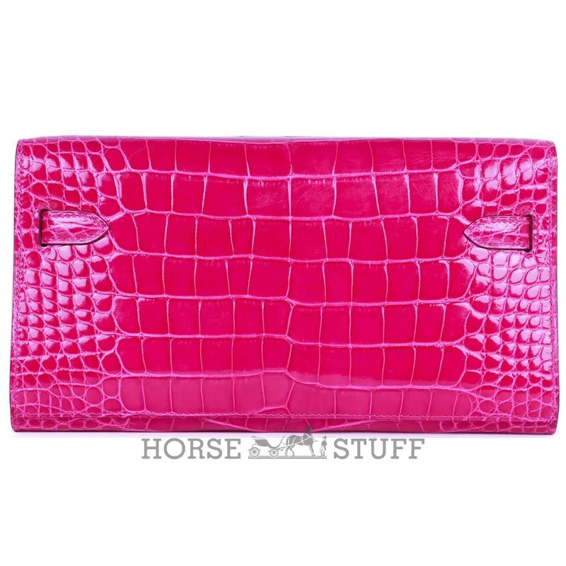 Hermès Kelly To Go Wallet Rose Scheherazade Shiny Crocodile Alligator RGHW