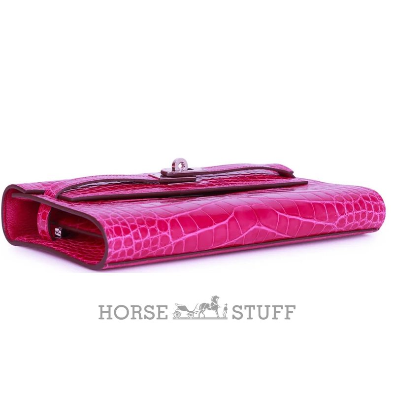 Hermès Kelly To Go Wallet Rose Scheherazade Shiny Crocodile Alligator RGHW