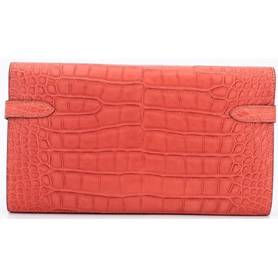 Hermès Kelly To Go Wallet Sanguine Matte Crocodile Alligator PHW