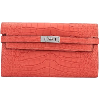 Hermès Kelly To Go Wallet Sanguine Matte Crocodile Alligator PHW