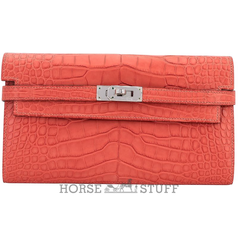 Hermès Kelly To Go Wallet Sanguine Matte Crocodile Alligator PHW
