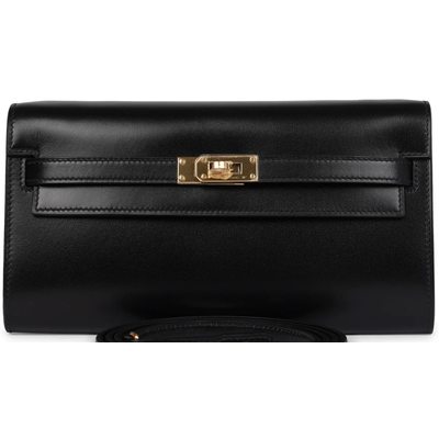 Hermès Kelly To Go Wallet Black Box Calf GHW