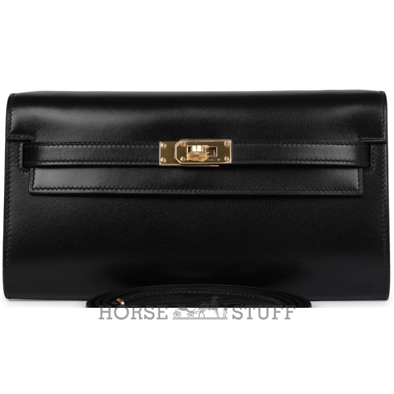 Hermès Kelly To Go Wallet Black Box Calf GHW