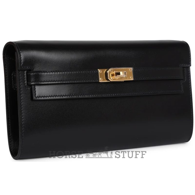 Hermès Kelly To Go Wallet Black Box Calf GHW