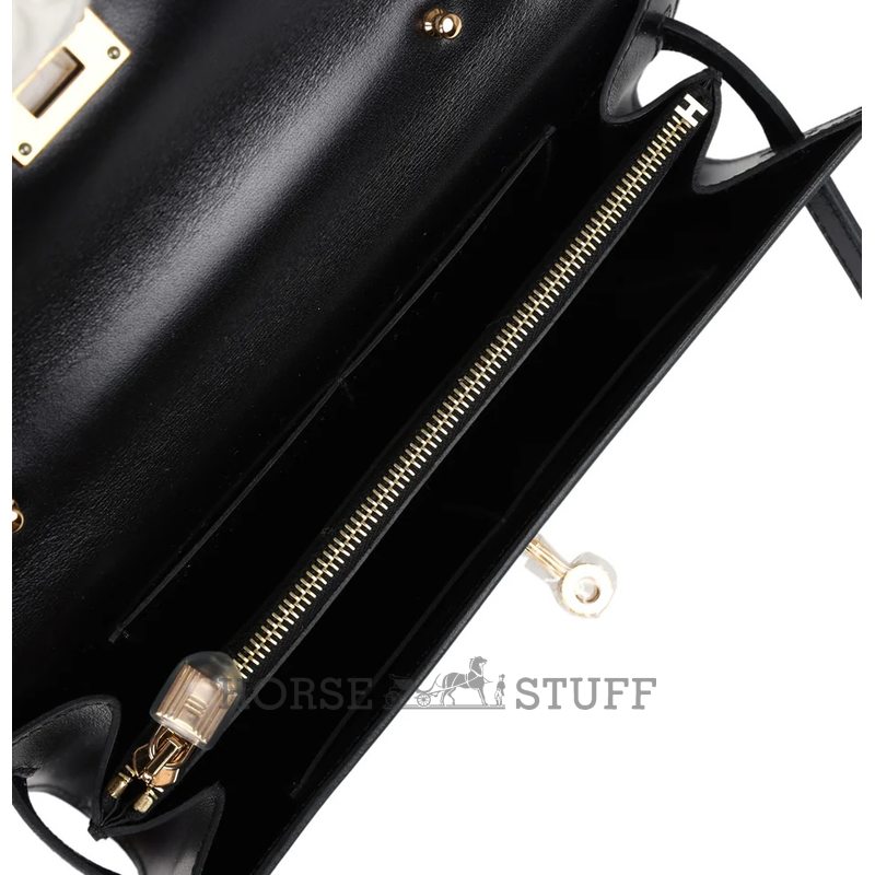 Hermès Kelly To Go Wallet Black Box Calf GHW