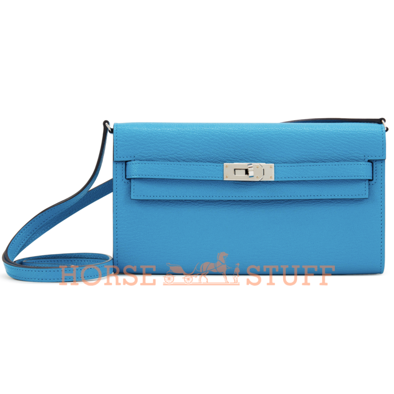 Hermès Kelly To Go Wallet Blue Frida Chèvre PHW