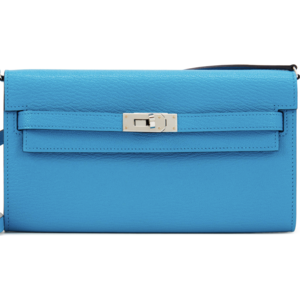 Hermès Kelly To Go Wallet Blue Frida Chèvre PHW