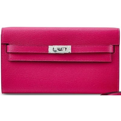 Hermès Kelly To Go Wallet Framboise Chèvre PHW