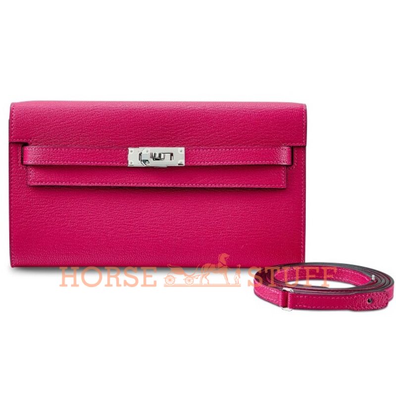 Hermès Kelly To Go Wallet Framboise Chèvre PHW