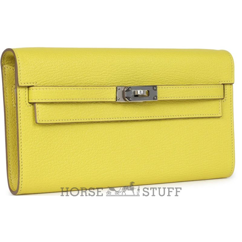 Hermès Kelly To Go Wallet Lime Chèvre PHW