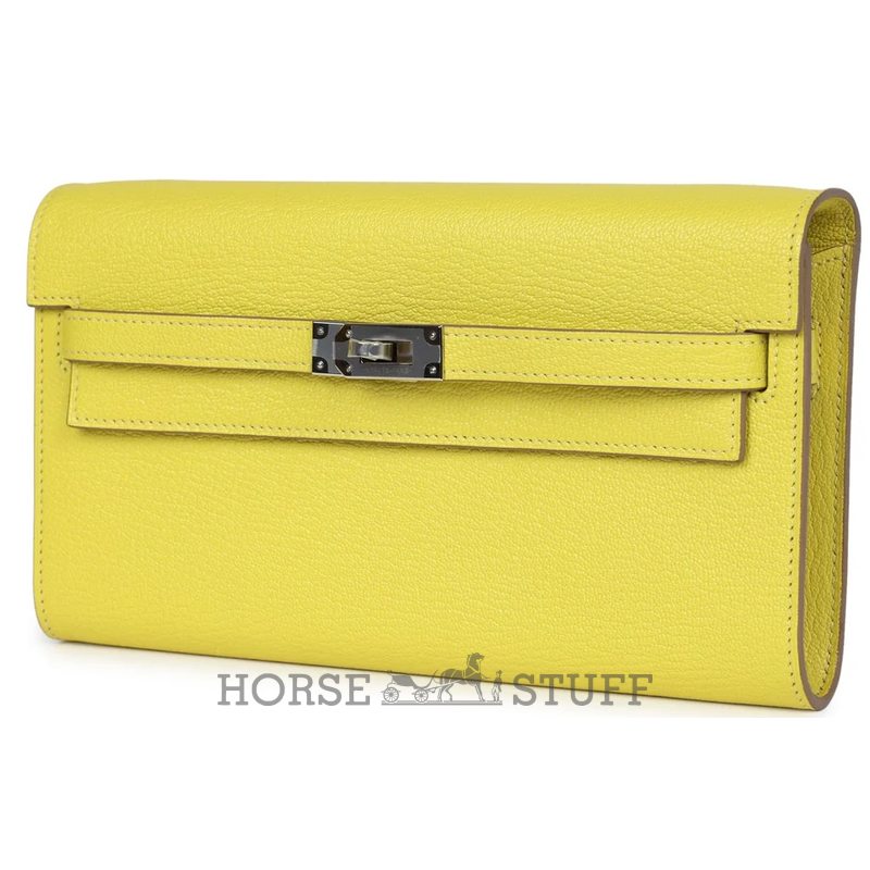 Hermès Kelly To Go Wallet Lime Chèvre PHW